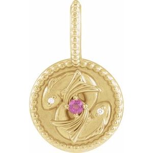 14K Yellow Gold Natural Rhodolite Garnet & .005 CTW Diamond Pisces Charm/Pendant. 88215:222:P