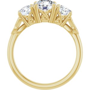 14K Yellow Gold 6.5 mm Round Three-Stone Celtic-Inspired Accented Engagement Ring. 126262:211:P