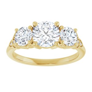 14K Yellow Gold 6.5 mm Round Three-Stone Celtic-Inspired Accented Engagement Ring. 126262:211:P