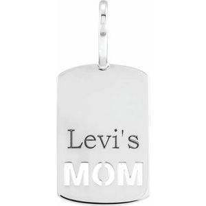 14K White Gold Engravable Mom Charm/Pendant. 88208:107:P