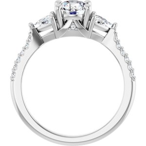 14K White Gold 6.5 mm Round 3/8 CTW Diamond Three-Stone Accented Engagement Ring. 126419:115:P