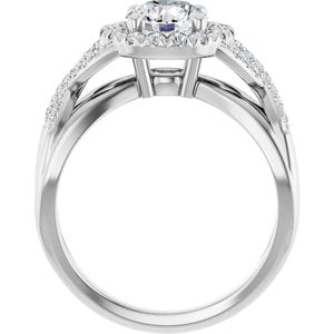 14K White Gold 6.5 mm Round Halo-Style Accented Engagement Ring. 126163:179:P