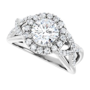 14K White Gold 6.5 mm Round Halo-Style Accented Engagement Ring. 126163:179:P
