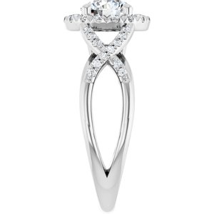 14K White Gold 6.5 mm Round Halo-Style Accented Engagement Ring. 126163:179:P
