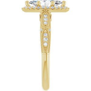 14K Yellow Gold 10x5 mm Marquise Halo-Style Accented Engagement Ring. 126232:391:P