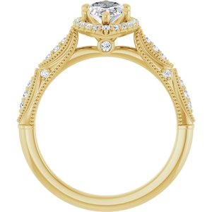 14K Yellow Gold 10x5 mm Marquise Halo-Style Accented Engagement Ring. 126232:391:P