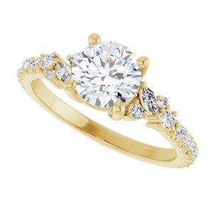 14K Yellow Gold 6.5 mm Round Accented Engagement Ring. 126161:585:P
