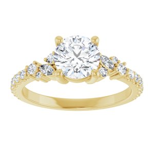 14K Yellow Gold 6.5 mm Round Accented Engagement Ring. 126161:585:P
