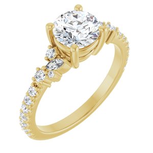 14K Yellow Gold 6.5 mm Round Accented Engagement Ring. 126161:585:P