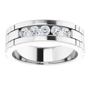 14K White Gold 3 mm Round Men's Band. 126243:525:P