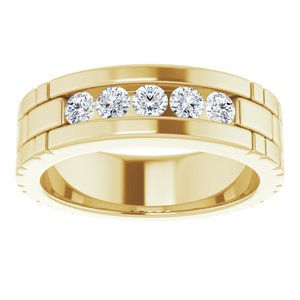 14K Yellow Gold 3 mm Round Men's Band. 126243:526:P