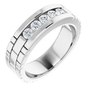 14K White Gold 3 mm Round Men's Band. 126243:525:P