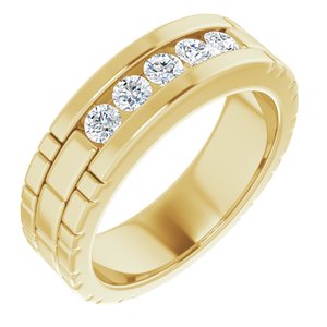 14K Yellow Gold 3 mm Round Men's Band. 126243:526:P