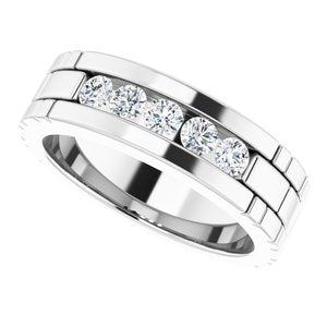 14K White Gold 3 mm Round Men's Band. 126243:525:P