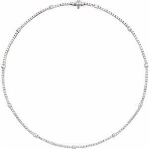 14K White Gold 4 CTW Diamond Line 16" Necklace. 688930:LG601:P