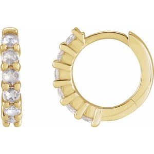 14K Yellow Gold 1/5 CTW Rose-Cut Diamond Hinged 12.2 mm Hoop Earrings. 87181:148:P