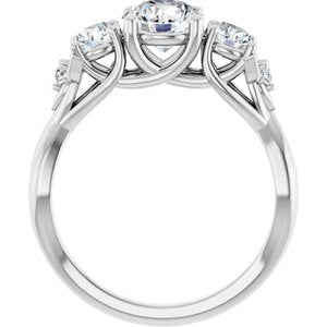 14K White Gold 6.5 mm Round Three-Stone Engagement Ring. 126329:120:P