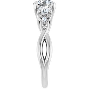 14K White Gold 6.5 mm Round Three-Stone Engagement Ring. 126329:120:P