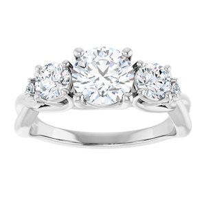 14K White Gold 6.5 mm Round Three-Stone Engagement Ring. 126329:120:P