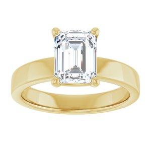14K Yellow Gold 8x6 mm Emerald Solitaire Engagement Ring. 126306:286:P