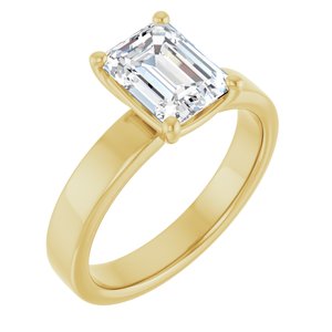 14K Yellow Gold 8x6 mm Emerald Solitaire Engagement Ring. 126306:286:P