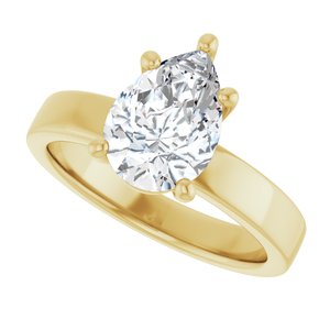 14K Yellow Gold 10x7 mm Pear Solitaire Engagement Ring. 126306:226:P