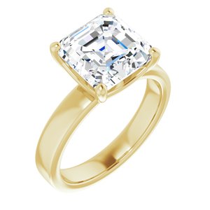 14K Yellow Gold 9 mm Asscher Solitaire Engagement Ring. 126306:886:P