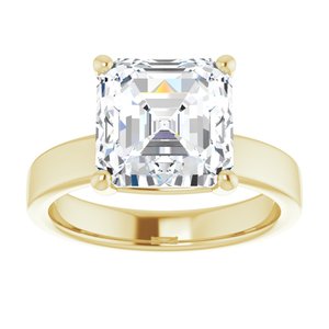 14K Yellow Gold 9 mm Asscher Solitaire Engagement Ring. 126306:886:P