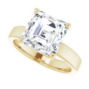 14K Yellow Gold 9 mm Asscher Solitaire Engagement Ring. 126306:886:P