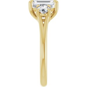 14K Yellow Gold 8x6 mm Emerald Three-Stone Engagement Ring. 126342:601:P