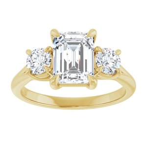 14K Yellow Gold 8x6 mm Emerald Three-Stone Engagement Ring. 126342:601:P