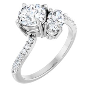 14K White Gold 6.5 mm Round 1/6 CTW Diamond Two-Stone Engagement Ring. 126347:LG6012:P