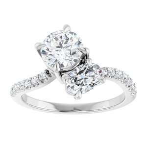 14K White Gold 6.5 mm Round 1/6 CTW Diamond Two-Stone Engagement Ring. 126347:LG6012:P
