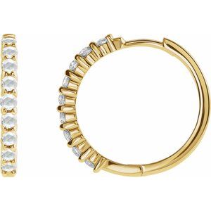 14K Yellow Gold 1/3 CTW Rose-Cut Diamond Hinged 20 mm  Hoop Earrings. 87181:158:P