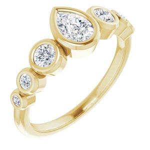 14K Yellow Gold 6x4 mm Pear Bezel-Set Seven-Stone Engagement Ring. 126484:330:P