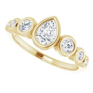 14K Yellow Gold 6x4 mm Pear Bezel-Set Seven-Stone Engagement Ring. 126484:330:P