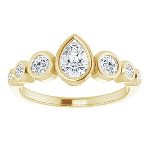 14K Yellow Gold 6x4 mm Pear Bezel-Set Seven-Stone Engagement Ring. 126484:330:P