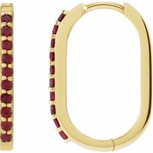 14K Yellow Gold Natural Mozambique Garnet 20 mm Hoop Earrings. 88245:102:P