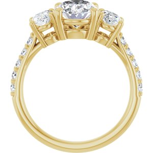 14K Yellow Gold 9x7 mm Oval Three-Stone Accented Engagement Ring. 126372:841:P