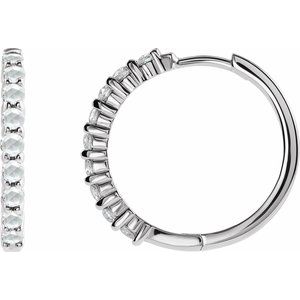 14K White Gold 1/3 CTW Rose-Cut Diamond Hinged 20 mm  Hoop Earrings. 87181:159:P