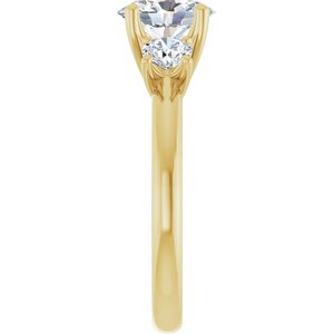 14K Yellow Gold 8x6 mm Oval Three-Stone Engagement Ring. 126418:483:P