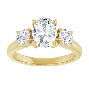 14K Yellow Gold 8x6 mm Oval Three-Stone Engagement Ring. 126418:483:P