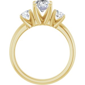 14K Yellow Gold 8x6 mm Oval Three-Stone Engagement Ring. 126418:483:P