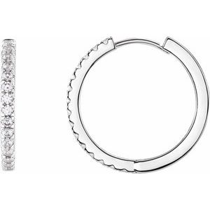 14K White Gold 3/8 CTW Diamond 17.4 mm Hoop Earrings. 653726:LG610:P