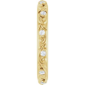 14K Yellow Gold 1.5 mm Round 1/6 CTW Diamond Floral Band. 126529:157:P