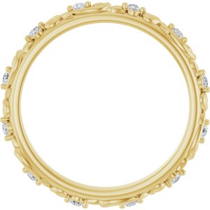 14K Yellow Gold 1.5 mm Round 1/6 CTW Diamond Floral Band. 126529:157:P