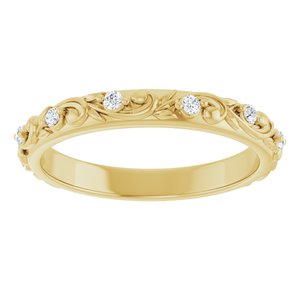 14K Yellow Gold 1.5 mm Round 1/6 CTW Diamond Floral Band. 126529:157:P