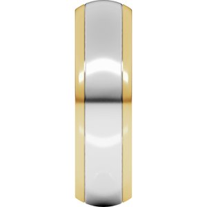14K Yellow/White Gold 6 mm Stepped Beveled-Edge Inlay Comfort-Fit Half Round Band. 57851:546:P