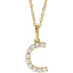 14K Yellow Gold 1/6 CTW Diamond Initial C 16-18" Necklace. 688970:LG615:P