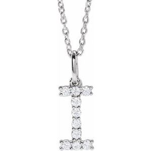 14K White Gold 1/6 CTW Diamond Initial I 16-18" Necklace. 688970:LG652:P